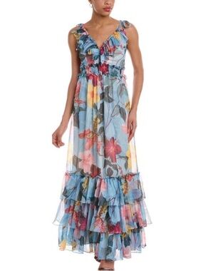 Patbo Hibiscus Ruffle Maxi Dress